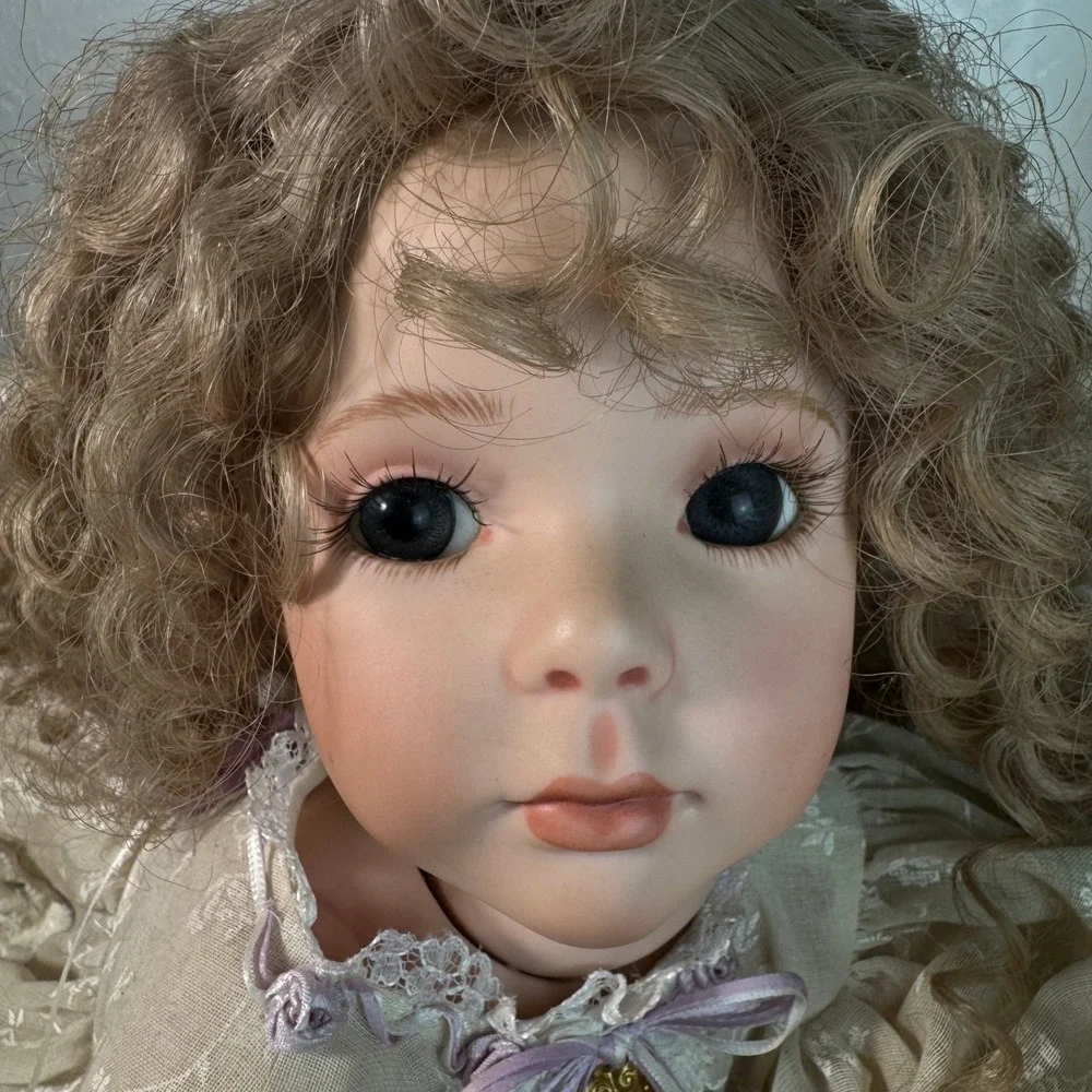 RARE Charlene Marie '97 Porcelain Doll Blonde Curls Lace Gown Collectible SIGNED